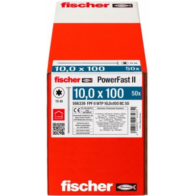 Fischer 566339 - Vrut konstrukční do dřeva pr. 10 x 100 mm s talířovou hlavou TX 40 pro dřevostavby, FPF II WTP - bílý zinek – Hledejceny.cz
