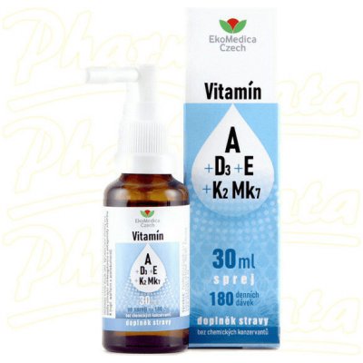 EkoMedica Vitamín A+D3+E+K2 Mk7 sprej 30 ml – Hledejceny.cz