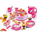 ISO 7466 Dětský plastový narozeninový dort růžový 80 dílů 13208