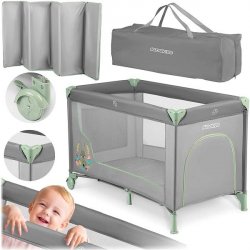 Ricokids Cestovní postýlka 125 x 65 x 78 cm RK-240 mátově šedá