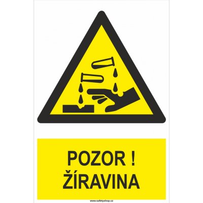 Pozor ! Žíravina ISO 7010 samolepící vinylová fólie 150x100 mm – Zboží Dáma