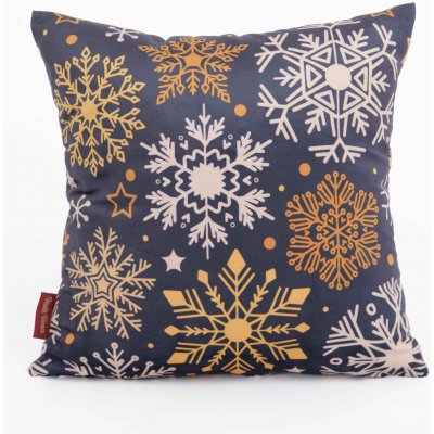 MKLuzkoviny.cz Vánoční Velvet Mrazivé vločky modré 40 x 40 cm – Sleviste.cz