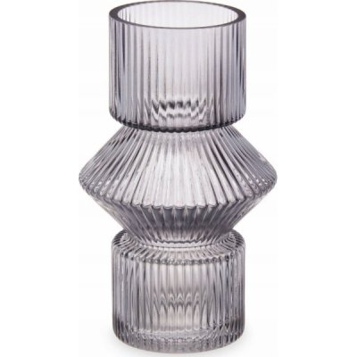 Giftdecor Skleněná váza, rýhované sklo, 9,5 x 16,5 cm barva šedá – Hledejceny.cz