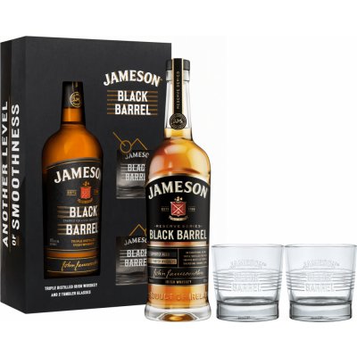 Jameson Black Barrel 40% 0,7 l (dárkové balení 2 sklenice) – Hledejceny.cz