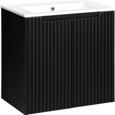 COMAD Závěsná skříňka s umyvadlem - NOVA 82-60-2D black, šířka 60 cm, matná černá – Zboží Mobilmania