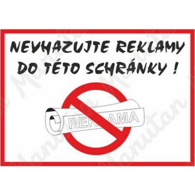 Nevhazujte reklamy do této schránky, samolepka 210 x 148 x 0,1 mm A5 – Zboží Dáma