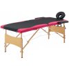 Masážní stůl a židle Vidaxl Skládací masážní stůl 2 zóny dřevěný černý a růžový