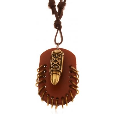Šperky eshop z umělé kůže přívěsky hnědý ovál s kroužky a nábojnice Y34.05 – Zboží Mobilmania