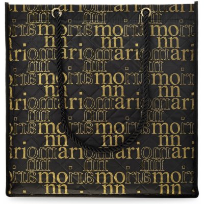 monnari Logo logo prošívaná taška velkokapacitní ekologická nákupní taška shopper bag černá se zlatou barvou