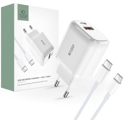 Pouzdro Nabíjecí USB adaptér do sítě - Tech-Protect, PD20W/QC3.0 + USB-C kabel