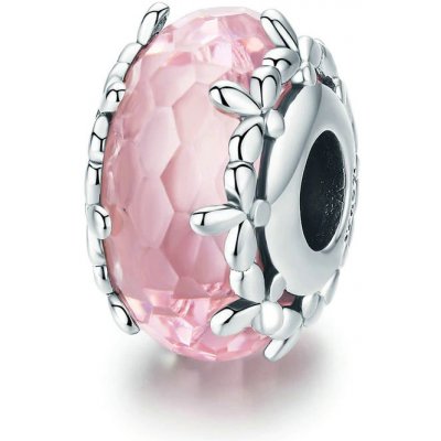 P&J Jewellery Růžový skleněný přívěsek Růžový kvetoucí květ SGB8 – Zboží Mobilmania