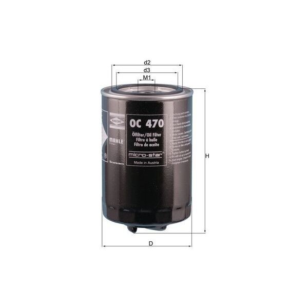 Olejový filtr pro automobily Olejový filtr MAHLE OC 470