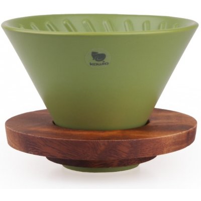 Kawio keramický dripper s dřeveným stojánkem zelený