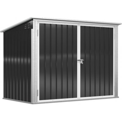 Outsunny Storer uzamykatelný box pro 2 koše ocel 178,5 x 104,5 x 128,5/113 cm černý – Zboží Dáma