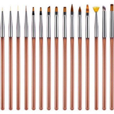 Ráj nehtů Sada štětců na nehty hnědá 15 ks – Zboží Dáma