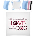 Dárky PrintEQ Čtvercový Barevný Polštář Dizajn s motívom Láska a pes bílá Nebeská modrá 40x40 – Hledejceny.cz