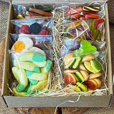 Nutworld Dárková krabice ŽELÉ průhledná 8 x 70 g – Zboží Dáma