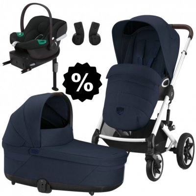 CYBEX Set Talos S Lux + korba + adaptéry + autosedačka + základna 2024 Ocean Blue Silver Frame