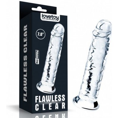 LoveToy Flawless Clear Dildo 7.0″, průhledné dildo s přísavkou 17,5 x 3,4 cm – Zboží Dáma
