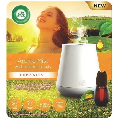 Air Wick Essential Mist Aroma difuzér bílý na éterické oleje + náplň Happiness 20 ml – Zbozi.Blesk.cz