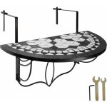 TecTake 402767 Skládací stůl na balkon s mozaikou černá/bílá ocel – Hledejceny.cz