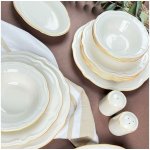 Asir Jídelní sada bílá zlatá porcelán 667PRS1147 53 ks – Hledejceny.cz