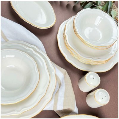Asir Jídelní sada bílá zlatá porcelán 667PRS1147 53 ks – Hledejceny.cz