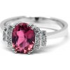 Prsteny Klenoty Budín Ručně vyrobený prsten z bílého zlata s růžovým turmalínem a diamanty J 28961 17