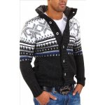 Carisma svetr pánský 7011 límec s kožíškem zapínání na knoflíky černá – Hledejceny.cz