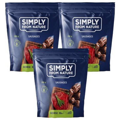 SIMPLY FROM NATURE Klobásky pro psy s koňským masem 3 x 200 g