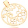 Přívěsky Šperky Eshop Přívěsek ve žlutém zlatě kontura kruhu s ornamenty, perleťový podklad S1GG82.04