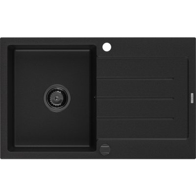 MEXEN/S Bruno granitový dřez 1-miska s odkapávačem 795 x 495 mm, černý, černý sifon 6513791010-77-B – Zboží Mobilmania
