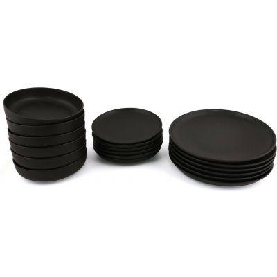 Hermia Porcelánová jídelní sada talířů BLACKIE černá 18 ks – Zboží Dáma