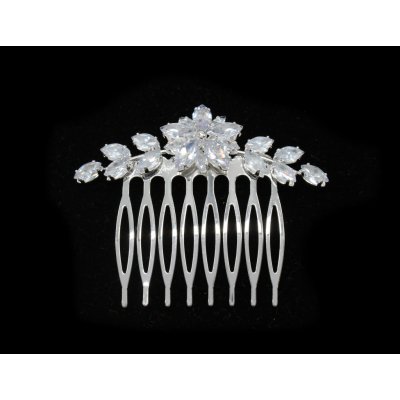 Kovový hřebínek s kamínky Barva: stříbrná – Zboží Dáma