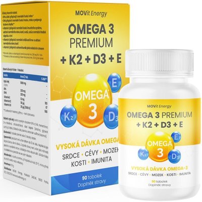 MOVit Omega 3 Premium+K2+D3+E 90 tobolek – Zboží Mobilmania
