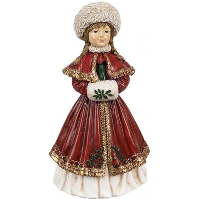Clayre & Eef Červená dekorace socha dívka v zimním - 9*7*17 cm – Hledejceny.cz