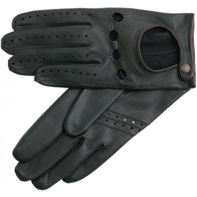 Špongr Dámské kožené řidičské rukavice KIARA tmavě zelené s hnědým lemováním – Sleviste.cz