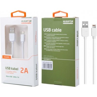 Aligator AS115WT MicroUSB 2A, 1m, bílý – Zbozi.Blesk.cz