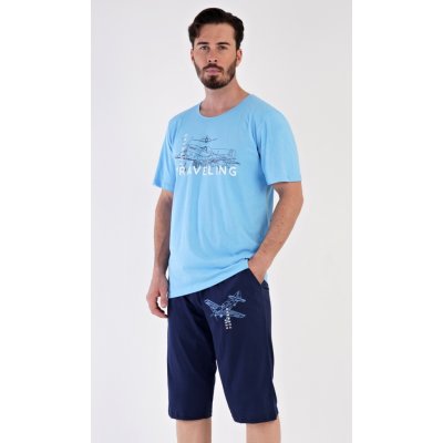 Letadlo pánské pyžamo bermudy sv.modré – Sleviste.cz