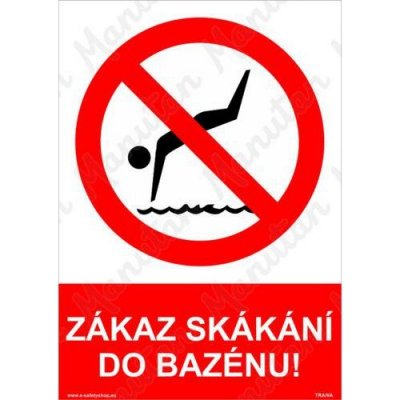 Zákaz skákání do bazénu, plast 297 x 420 x 0,5 mm A3