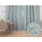 Biante Dekorační závěs Leona LN-166 Bílé listy na modrozeleném 130x210 cm – Hledejceny.cz