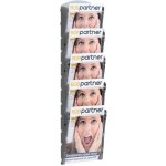 Corping Nástěnný plastový zásobník na prospekty - 1 x 5 A5, šedý – Zboží Živě