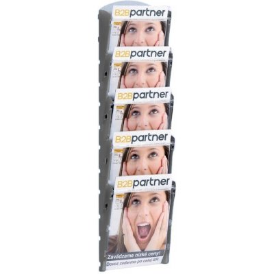 Corping Nástěnný plastový zásobník na prospekty - 1 x 5 A5, šedý – Zboží Živě