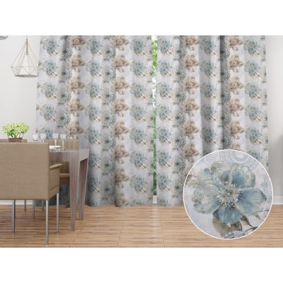 Biante Dekorační závěs PML-052 Tyrkysové květy s orientálními kruhy 145x190 cm – Hledejceny.cz
