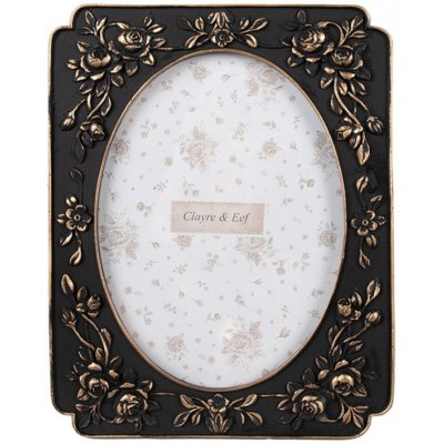 Černozlatý fotorámeček s motivem květin Tygo – pro fotografii o velikosti 13x18 cm – Zboží Živě