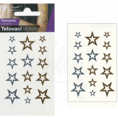 Tetovací obtisky zlaté a stříbrné 10 5x6cm hvězdy – Zboží Mobilmania