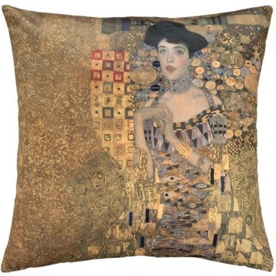 SCANquilt ART Velvet klimt-portrét dámy zlatohnědá+černá 45 x 45 cm – Hledejceny.cz