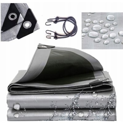 ShopJK KRYCÍ plachta STŘÍBRNO ČERNÁ 4X6 M 260G/M2 – Zboží Dáma
