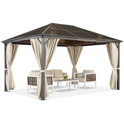 Garden Point Zahradní altán Milos 3x4 m s moskytiérou a krémovými závěsy – Zboží Mobilmania