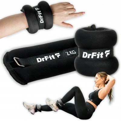 DrFit zátěžové pásky na kotníky a zápěstí 2x 2kg černé – Zboží Mobilmania